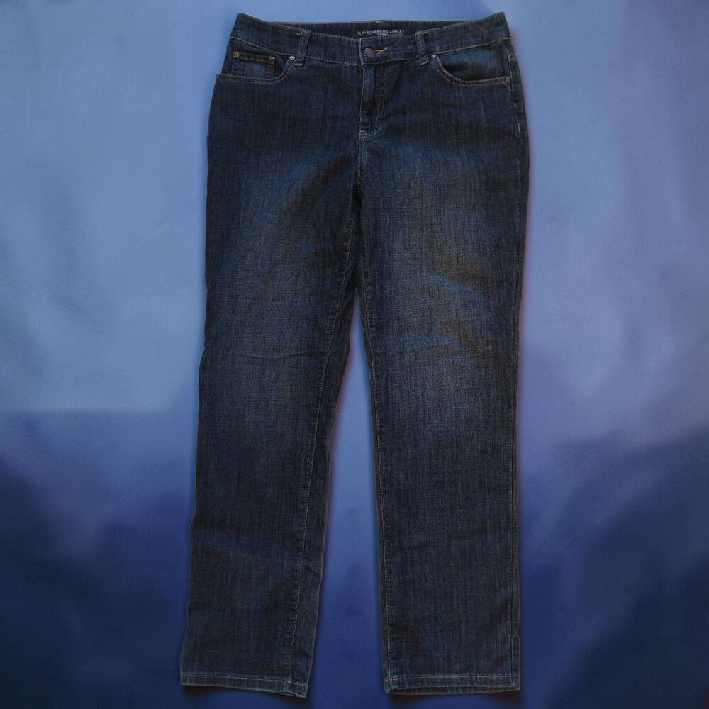 Chicos Denim Jeans Slim Ankle Boyfriend Stretch Chico's Medium Lightweight